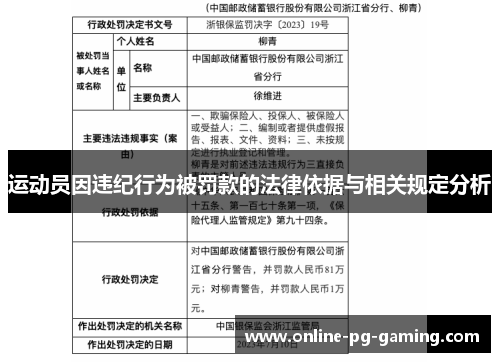运动员因违纪行为被罚款的法律依据与相关规定分析